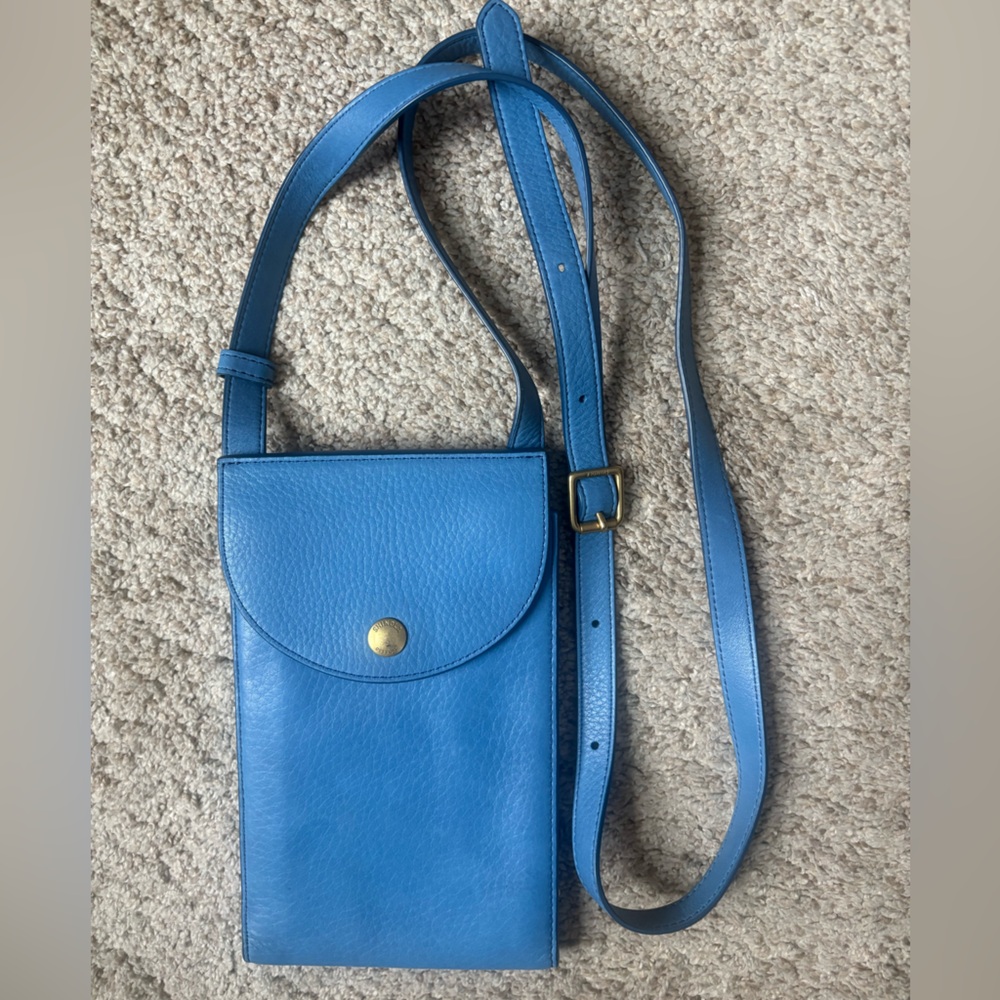 Blue Leather Little Birdy wallet Crossbody Bag